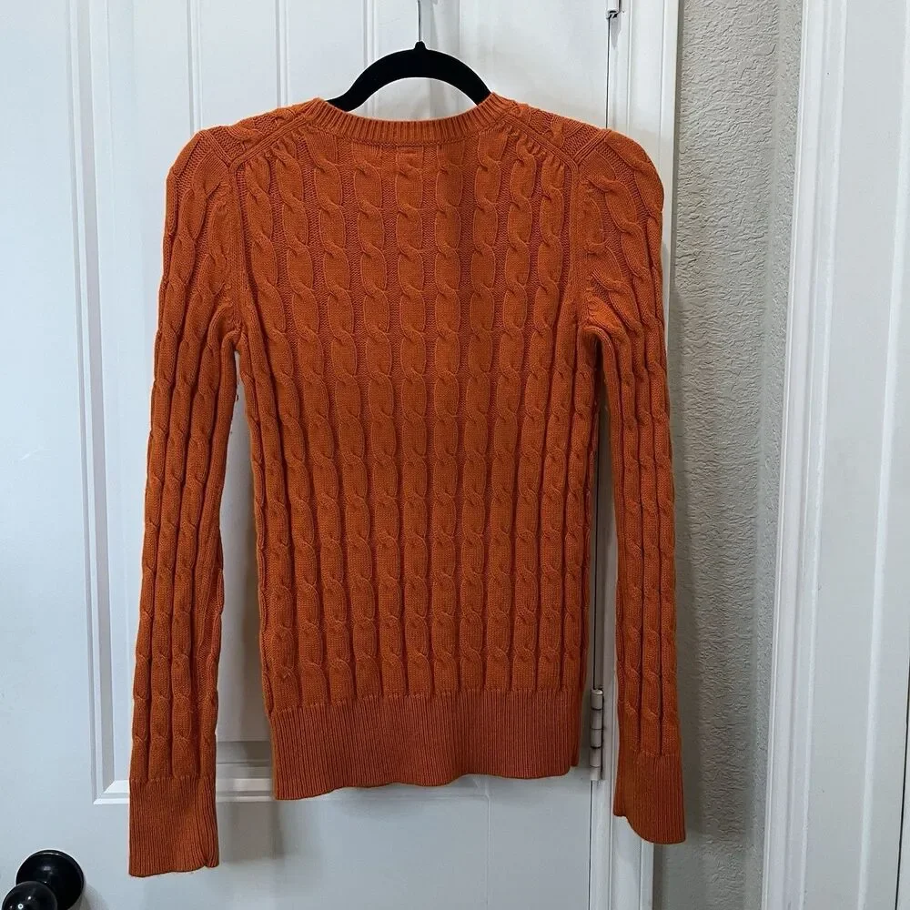 Gap Fisherman Sweater Womens Size S Orange Cable Knit Crew Pullover Vintage